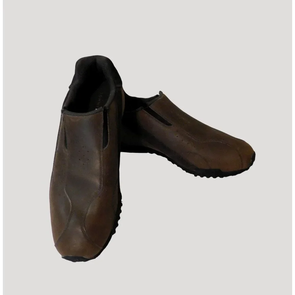 Tommy Hilfiger Leather Shoes Mens Size 10M Brown Slip-On Rubber Sole